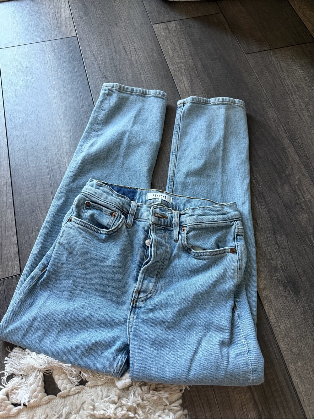 Re/Done Women's Light Blue Straight Leg Jeans